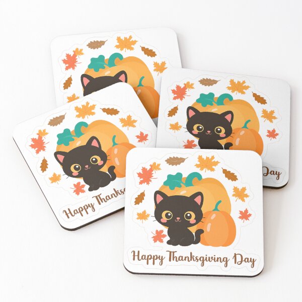 Item preview, Happy Thanksgiving Day with Black Kitten designed and sold by Cat-loveparttime.