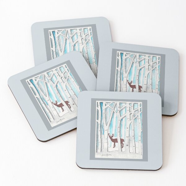Item preview, Winter Deer - watercolor illustration designed and sold by Annie Mason Art.