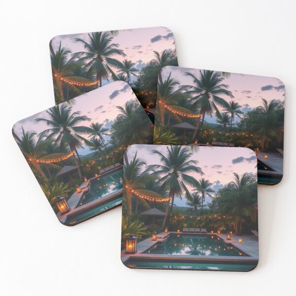 Item preview, Tropical Night Glow | Sunset Poolside Relaxation designed and sold by Vida e Arte.