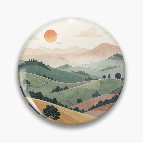 Item preview, Paisaje minimalista moderno: arte abstracto de colinas naturales y sol designed and sold by NoctaHike.