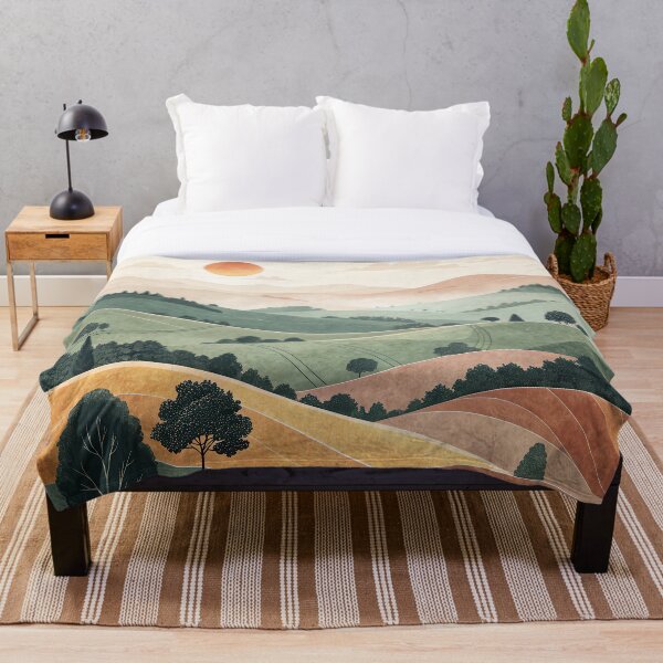 Item preview, Paisaje minimalista moderno: arte abstracto de colinas naturales y sol designed and sold by NoctaHike.