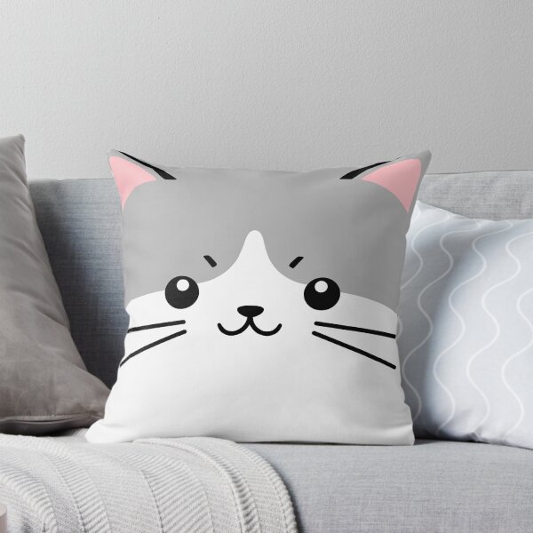 Item preview, Cute Kawaii White Grey Cat Face designed and sold by Kate27sun.