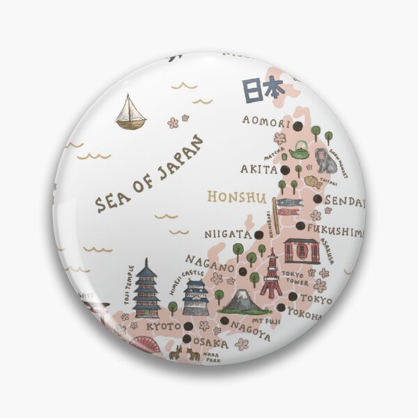 Item preview, Map of Japan - Pink designed and sold by Those Pencil Shavings.