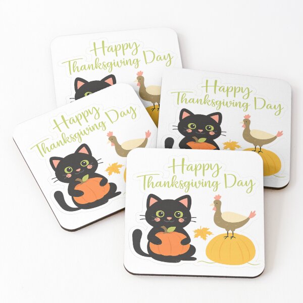 Item preview, Black kitten with Thanksgiving Day designed and sold by Cat-loveparttime.