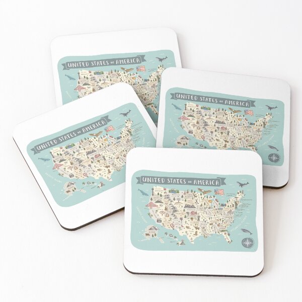 Item preview, Map of USA - Teal designed and sold by Those Pencil Shavings.