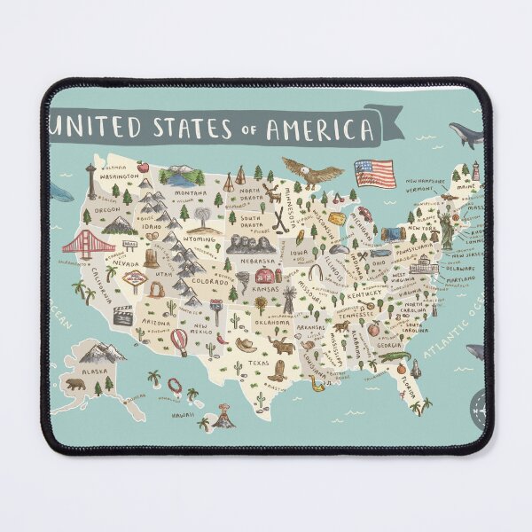 Item preview, Map of USA - Teal designed and sold by Those Pencil Shavings.