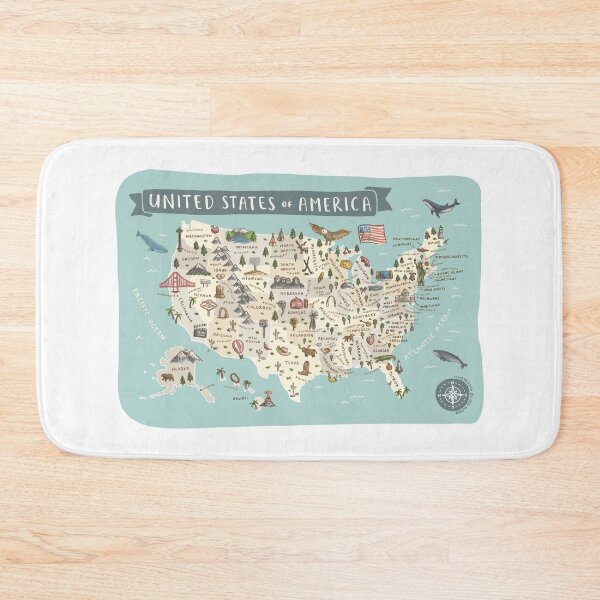 Item preview, Map of USA - Teal designed and sold by Those Pencil Shavings.