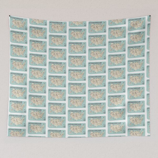 Item preview, Map of USA - Teal designed and sold by Those Pencil Shavings.