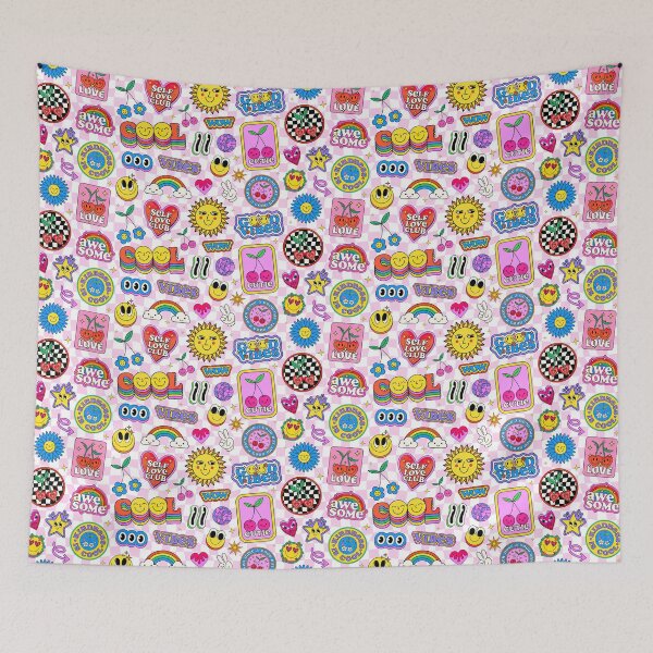 Item preview, 90s Pattern, Cool Y2K Seamless Pattern Stickers Collage Background. Pop Art Groovy Patches  Pattern designed and sold by graphic-genie.