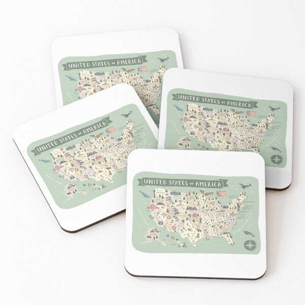 Item preview, Map of USA - Green designed and sold by Those Pencil Shavings.