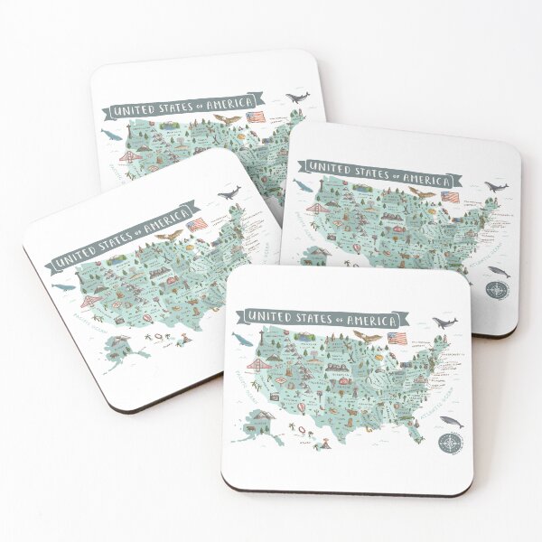 Item preview, Map of USA - Teal designed and sold by Those Pencil Shavings.