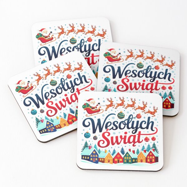 Item preview, Wesolych Swiat Polish Christmas Santa Reindeers designed and sold by MadCatPrints.