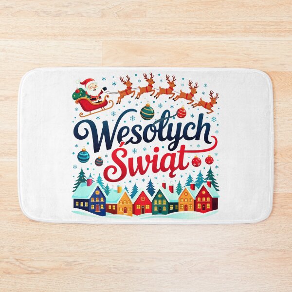 Item preview, Wesolych Swiat Polish Christmas Santa Reindeers designed and sold by MadCatPrints.