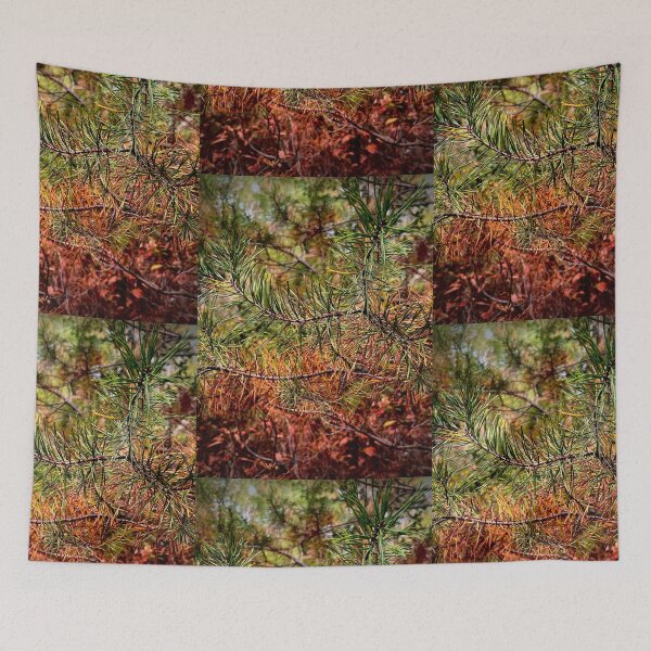 Item preview, Fall Pine Forest - Orange and Green Pine Needle Photography  designed and sold by CozyLilCrafts.