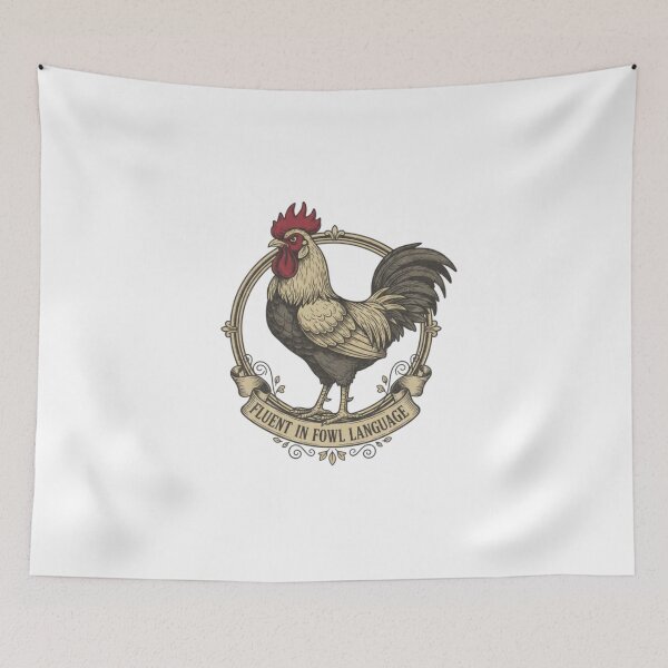Item preview, Fluent in Fowl Language, Foul, rooster, funnyfits70, Humor, Funny, retro, vintages, funny quotes, animal humor, designed and sold by FunnyFits70.