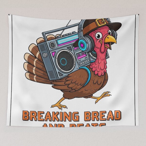 Item preview, DJ Turkey with Boombox - Breaking Bread and Beats Groovy Thanksgiving Vibe designed and sold by zoughlal.