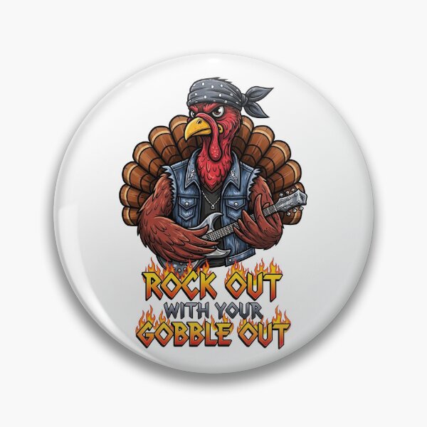 Item preview, Metal Rocker Turkey - Rock Out With Your Gobble Out Thanksgiving Band designed and sold by zoughlal.