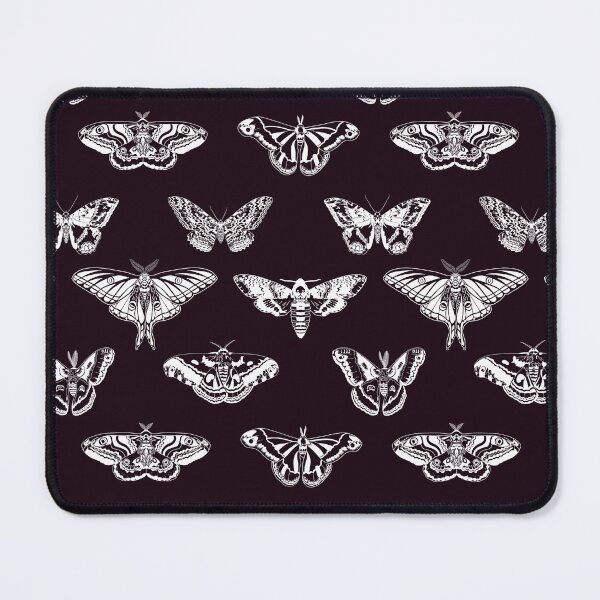 Item preview, White magical moths on black background designed and sold by ExtraCaffeine.