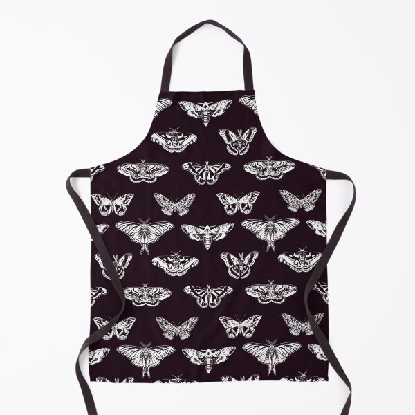 Item preview, White magical moths on black background designed and sold by ExtraCaffeine.