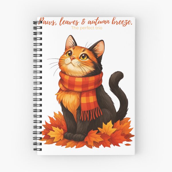 Item preview, Paws, Leaves & Autumn Breeze – Cozy Fall Cat with Scarf Illustration designed and sold by MagicMeow1.