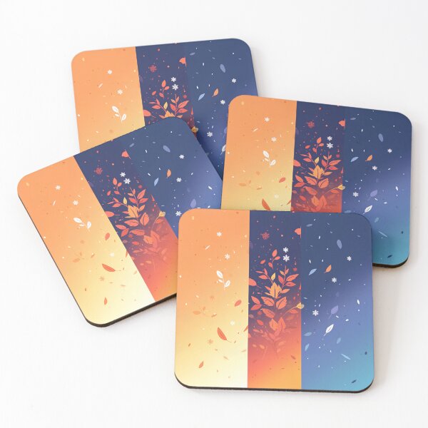 Item preview, Autumn to Winter Transition – Minimal Leaves and Snowflakes | Elegant Gradient Seasonal Vector Art designed and sold by Windy-market.