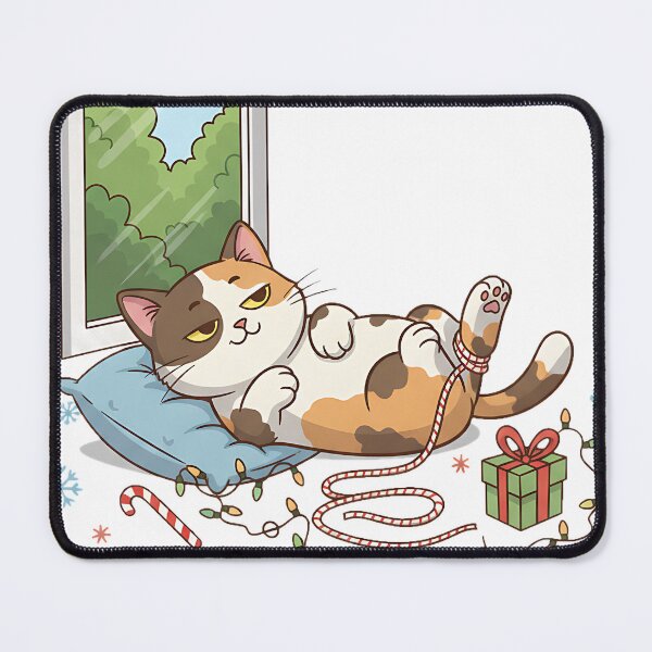 Item preview, Lazy Christmas Plot — Calico Cat on a Pillow designed and sold by meesub.