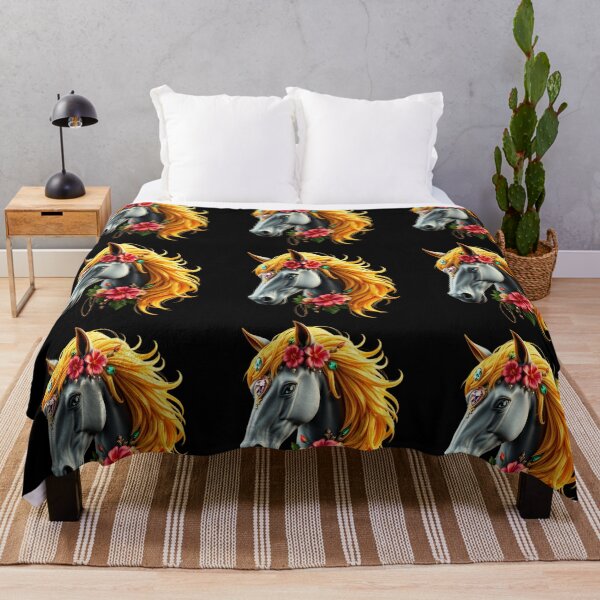 Item preview, Golden Mane Horse Head Portrait | Floral Fantasy Wall Art & Shirt designed and sold by TheGaliyaStudio.