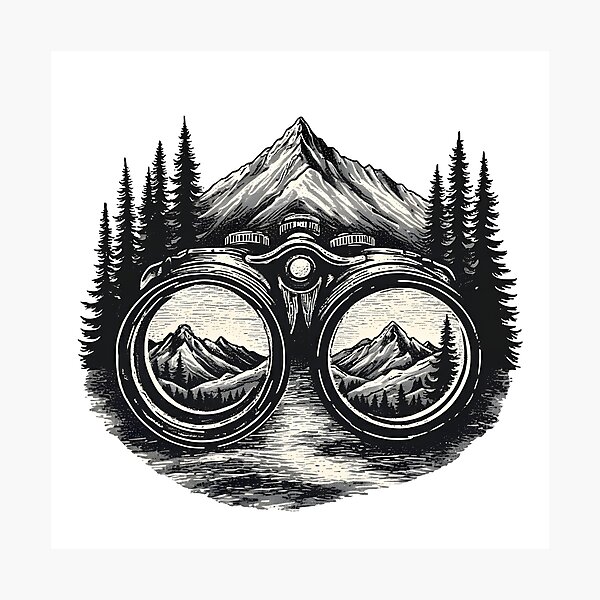 Item preview, Binoculars and Mountains Bird Watching T-Shirt designed and sold by NatureNookTees.