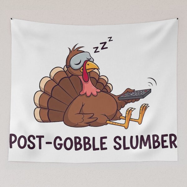 Item preview, Sleeping Turkey with Remote - Post-Gobble Slumber Food Coma Vibe designed and sold by zoughlal.