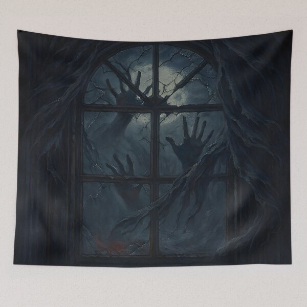 Item preview, Eerie Shadowy Hands Pressing On Old Window designed and sold by PandaTShirtShop.