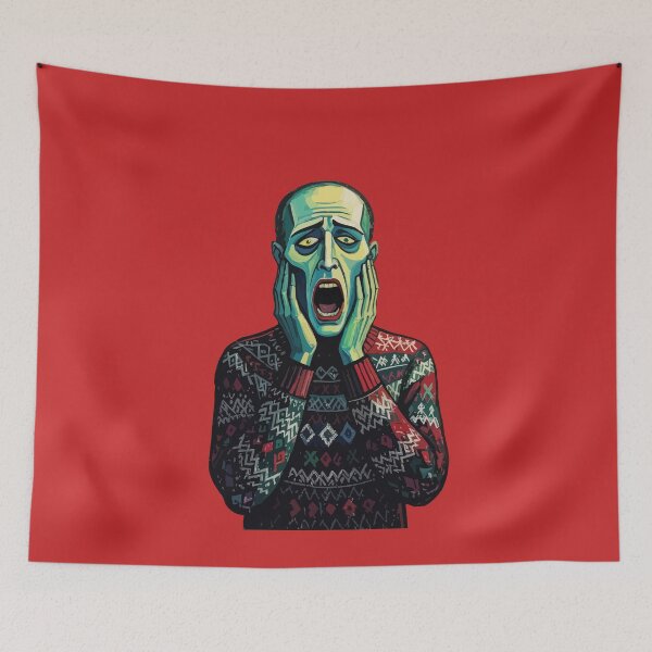 Item preview, Christmas Crisis - Edvard Munch Seasonal Sweater designed and sold by taiche.