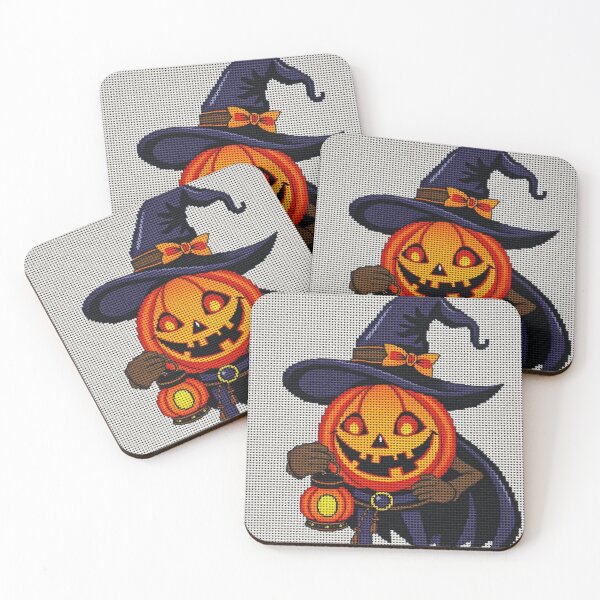 Item preview, Heroic Jack-o’-Lantern Cross-Stitch Art – Witch Hat Pumpkin Needlepoint Halloween Design designed and sold by MiraLumeStudio.