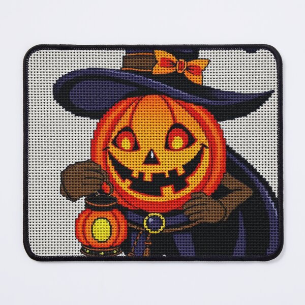 Item preview, Heroic Jack-o’-Lantern Cross-Stitch Art – Witch Hat Pumpkin Needlepoint Halloween Design designed and sold by MiraLumeStudio.