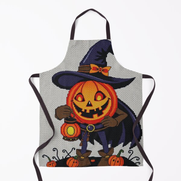 Item preview, Heroic Jack-o’-Lantern Cross-Stitch Art – Witch Hat Pumpkin Needlepoint Halloween Design designed and sold by MiraLumeStudio.
