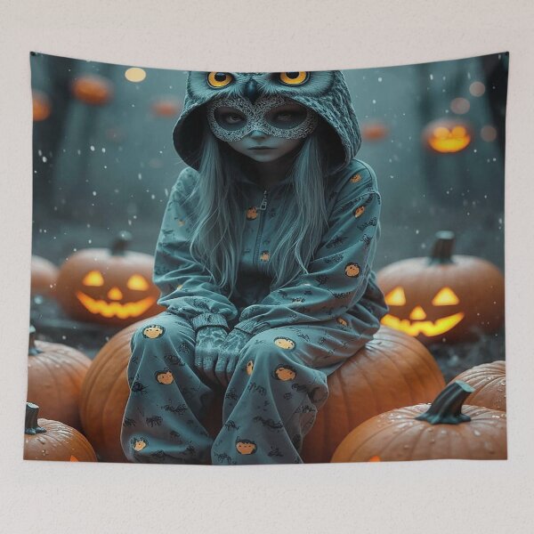Item preview, Owl Girl in Pumpkin Forest – Halloween Magic designed and sold by AmetistLight.