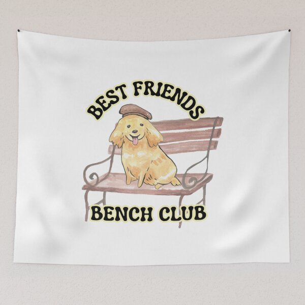 Item preview, Best Friends Bench Club – Cute Dog Watercolor Art for Dog Lovers designed and sold by TheBeeKindSpace.