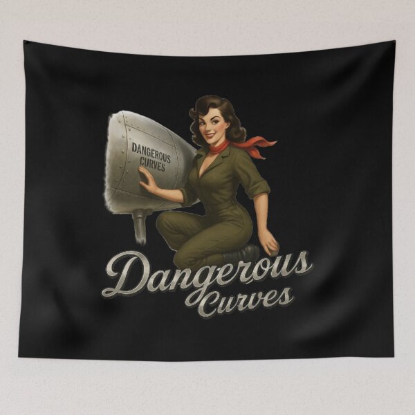 Item preview, Dangerous Curves — Vintage Military Pin-Up Nose Art designed and sold by getpressedshirt.