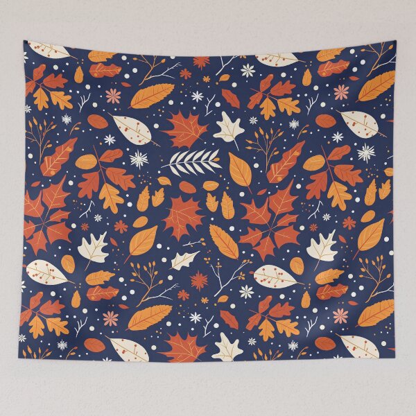 Item preview, Autumn Winter Blend Pattern – Minimal Leaves and Snowflakes | Warm Orange & Cool Blue Vector Design designed and sold by Windy-market.