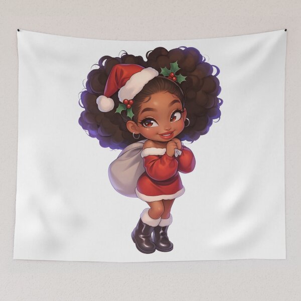 Item preview, Christmas Black Girl Chibi Magic designed and sold by Lulunza.