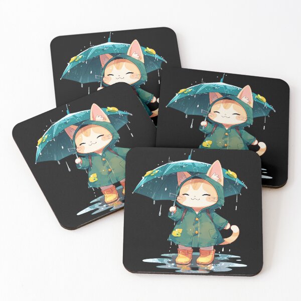 Item preview, Kawaii Raincoat Cat — Cute Umbrella Cat Sticker for Cozy Rainy Days 2 designed and sold by TheArtOfChaa.