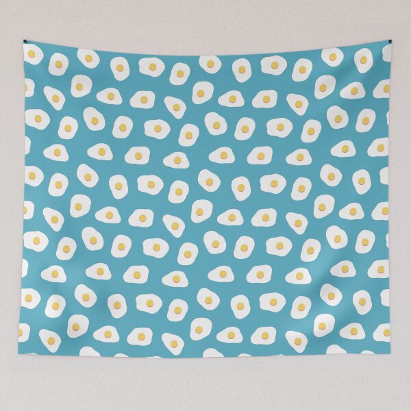 Item preview, Fried Eggs Pattern Blue Background designed and sold by Kate27sun.