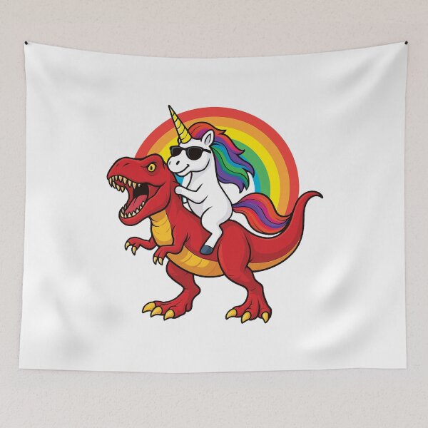 Item preview, Unicorn Riding T-Rex Dinosaur | Funny Rainbow Unicorn Dino Rider designed and sold by PrintsGate.