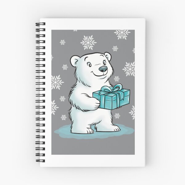 Item preview, Standing Polar Bear with Gift – Cute Winter Holiday Postcard for Postcrossing & Christmas Mail designed and sold by artista.magico.