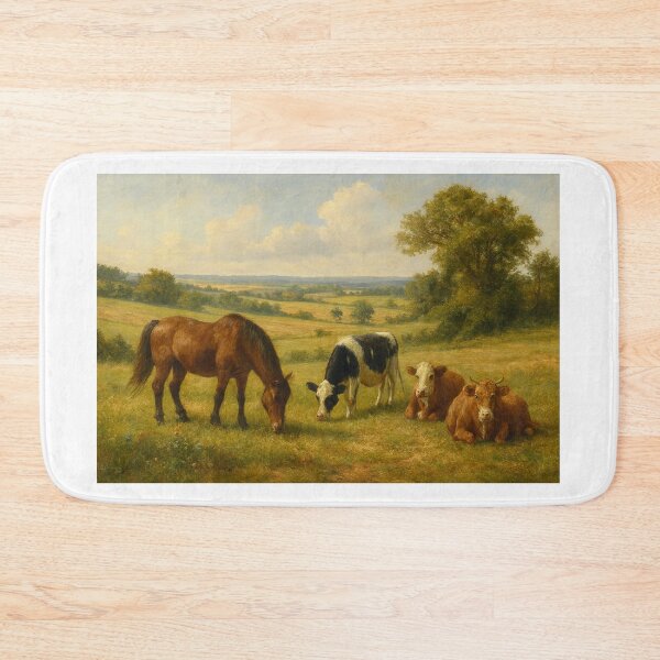 Item preview, Campos tranquilos com cavalos e vacas designed and sold by Leonornature.