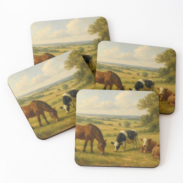 Item preview, Campos tranquilos com cavalos e vacas designed and sold by Leonornature.