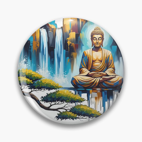 Item preview, Abstract Meditating Buddha Waterfall Zen Art designed and sold by PrintixelArt.