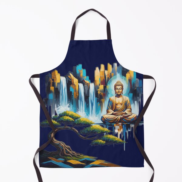 Item preview, Abstract Meditating Buddha Waterfall Zen Art designed and sold by PrintixelArt.
