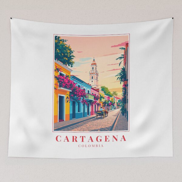 Item preview, Cartagena Colombia Illustration – Colonial Streets, Caribbean Coast & Cultural Heritage designed and sold by MapMyMiles.