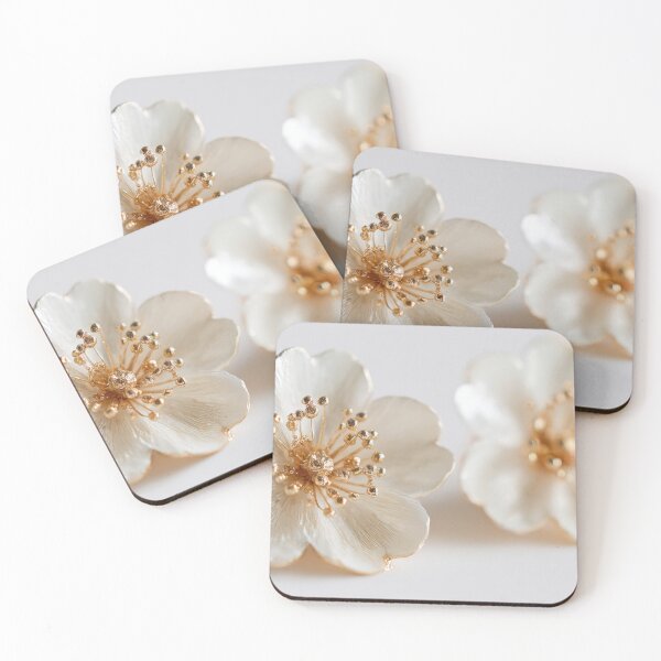 Item preview, Gold-accented white flower earrings designed and sold by anytka.