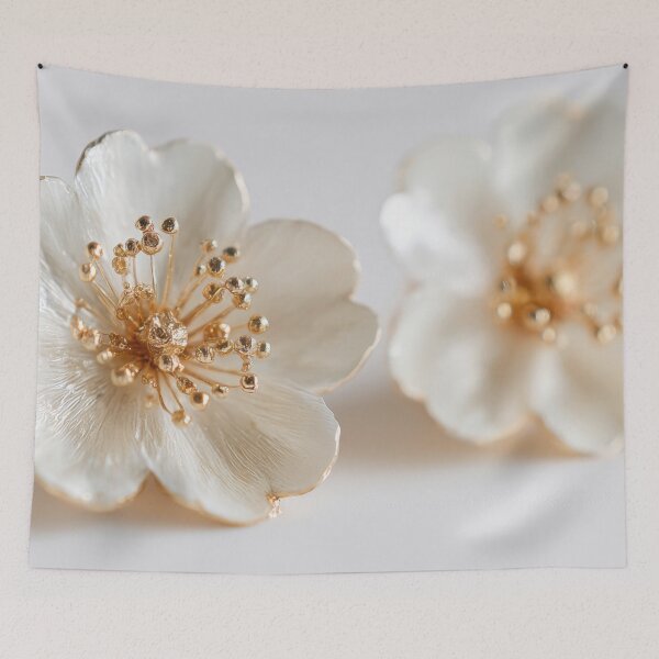 Item preview, Gold-accented white flower earrings designed and sold by anytka.
